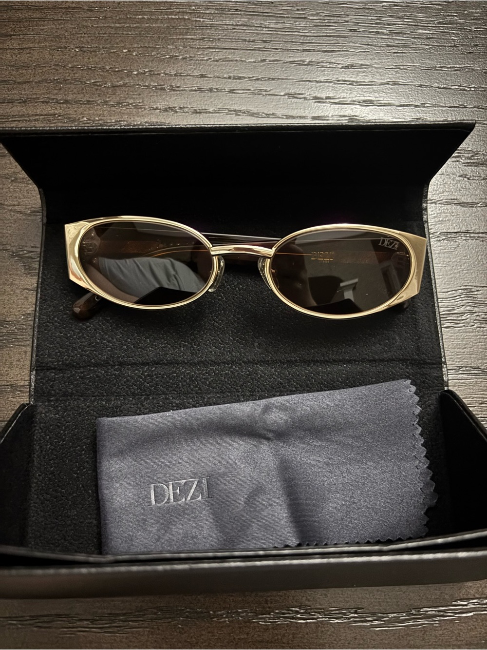 DEZI Gold Frame Sunglasses with Brown Lenses